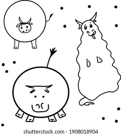 Cartoon character bull doodle  art