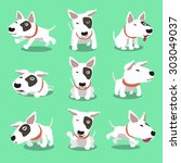 Cartoon character bull terrier dog poses