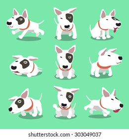 Cartoon character bull terrier dog poses