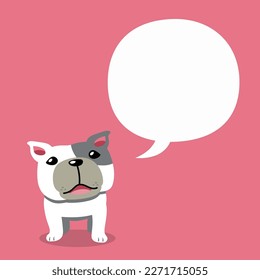 Cartoon character bulldog with speech bubble for design.