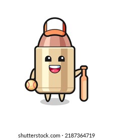 Cartoon character of bullet as a baseball player , cute style design for t shirt, sticker, logo element