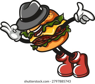 Cartoon character burger is dancing lean
