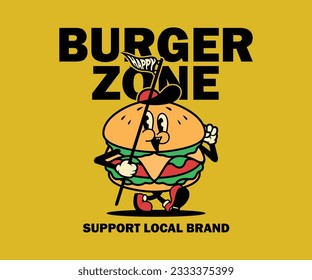 cartoon character of burger Graphic Design for T shirt Street Wear and Urban Style