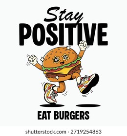 cartoon character of burger Graphic Design for T shirt Street Wear and Urban Style