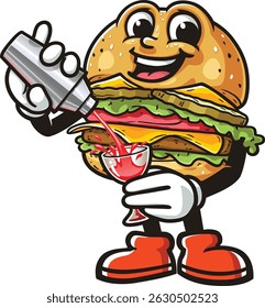 Cartoon character burger making cocktail