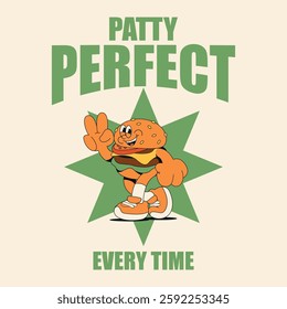 Cartoon character of burger for t shirt printing