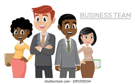 Cartoon character, Business team of employees and the boss.,vector eps10