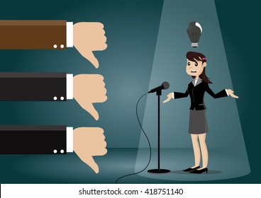 Cartoon character, Business women bad idea present, vector eps10