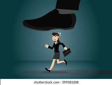 Cartoon character, Business women running out trample., vector eps10