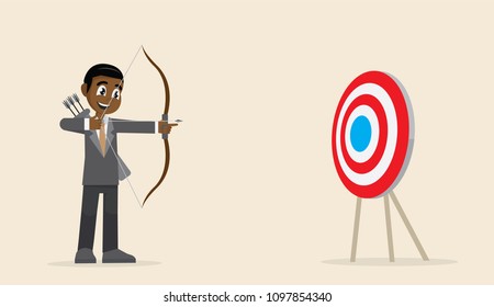 Cartoon character, Businessman aiming in target.,vector eps10