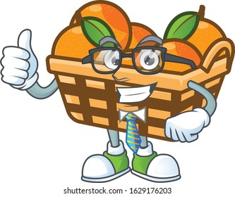 cartoon character of Businessman basket oranges wearing glasses