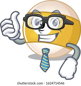 cartoon character of Businessman billiard ball wearing glasses