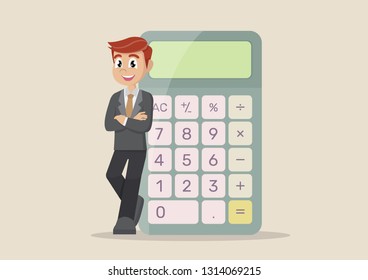 Cartoon Character Businessman Calculator Vector Eps10 Stock Vector ...