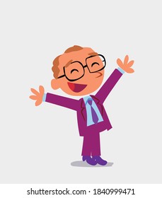 cartoon character of businessman celebrating something with joy
