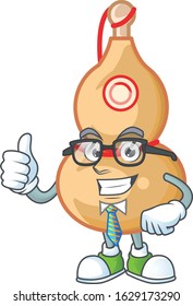 cartoon character of Businessman chinese wine bottle wearing glasses