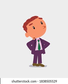 cartoon character of businessman doubting