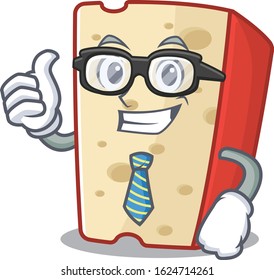 cartoon character of Businessman dutch cheese wearing glasses