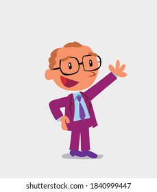cartoon character of businessman explaining something while pointing