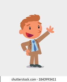 cartoon character of businessman explaining something while pointing