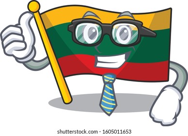 cartoon character of Businessman flag lithuania wearing glasses