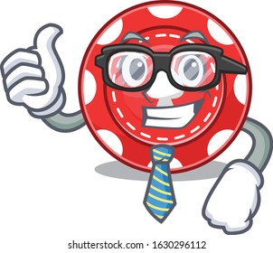 cartoon character of Businessman gambling chips wearing glasses