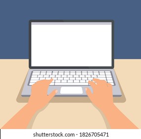 Cartoon character, Businessman hand on computer laptop