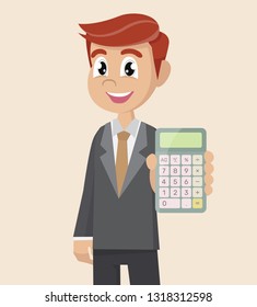 Cartoon character, Businessman holding calculator., vector eps10