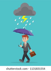 Cartoon character, Businessman holding umbrella, vector eps10