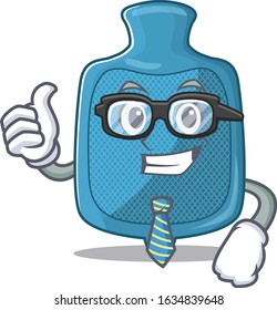 cartoon character of Businessman hot water bag wearing glasses