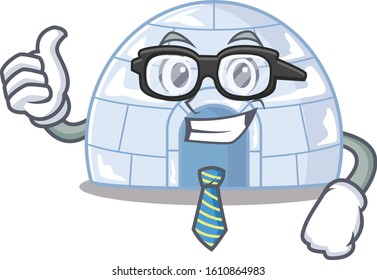 cartoon character of Businessman igloo wearing glasses
