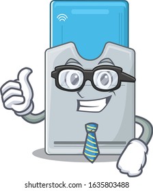 cartoon character of Businessman key card wearing glasses