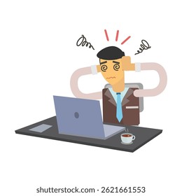 cartoon character Businessman With Laptop