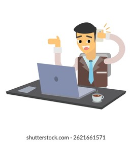 cartoon character Businessman With Laptop