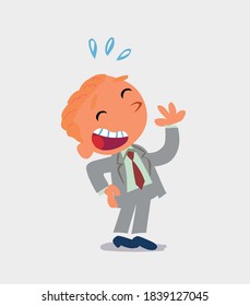 cartoon character of businessman laughing happily