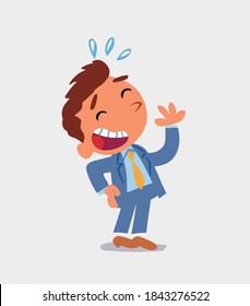 cartoon character of businessman laughing happily