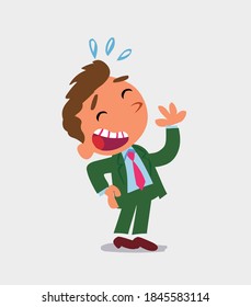 cartoon character of businessman laughing happily