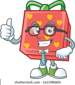 cartoon character of Businessman love gift red wearing glasses