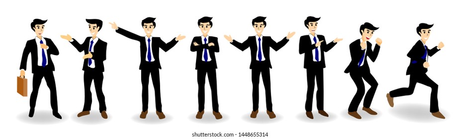 The cartoon character of the businessman in many action. ( vector )