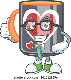 cartoon character of Businessman mug love wearing glasses