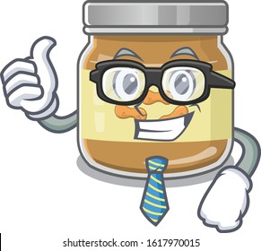 cartoon character of Businessman peanut butter wearing glasses