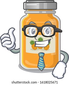 cartoon character of Businessman pineapple jam wearing glasses