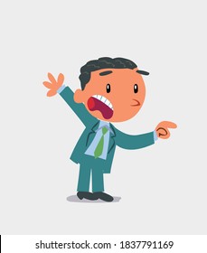 cartoon character of businessman pointing at something outraged