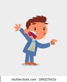 cartoon character of businessman pointing at something outraged