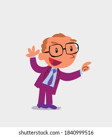 cartoon character of businessman pointing while arguing