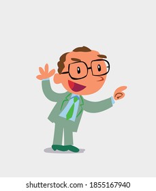 personaje de caricatura de un empresario señalando mientras discute
