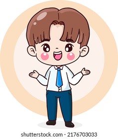 cartoon character businessman presentation, flat illustration