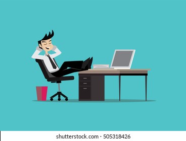 Cartoon character, Businessman relax in office., vector eps10