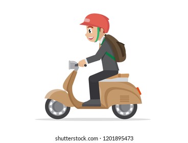 Cartoon character, Businessman riding on a motorcycle., vector eps10