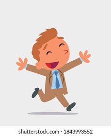 cartoon character of businessman running euphoric