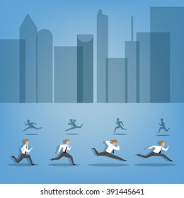 Cartoon character, Businessman running in Rush hours., (Business concept cartoon illustration)